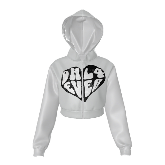 Dhrome Heart - Women's Zip Up Crop Hoodie